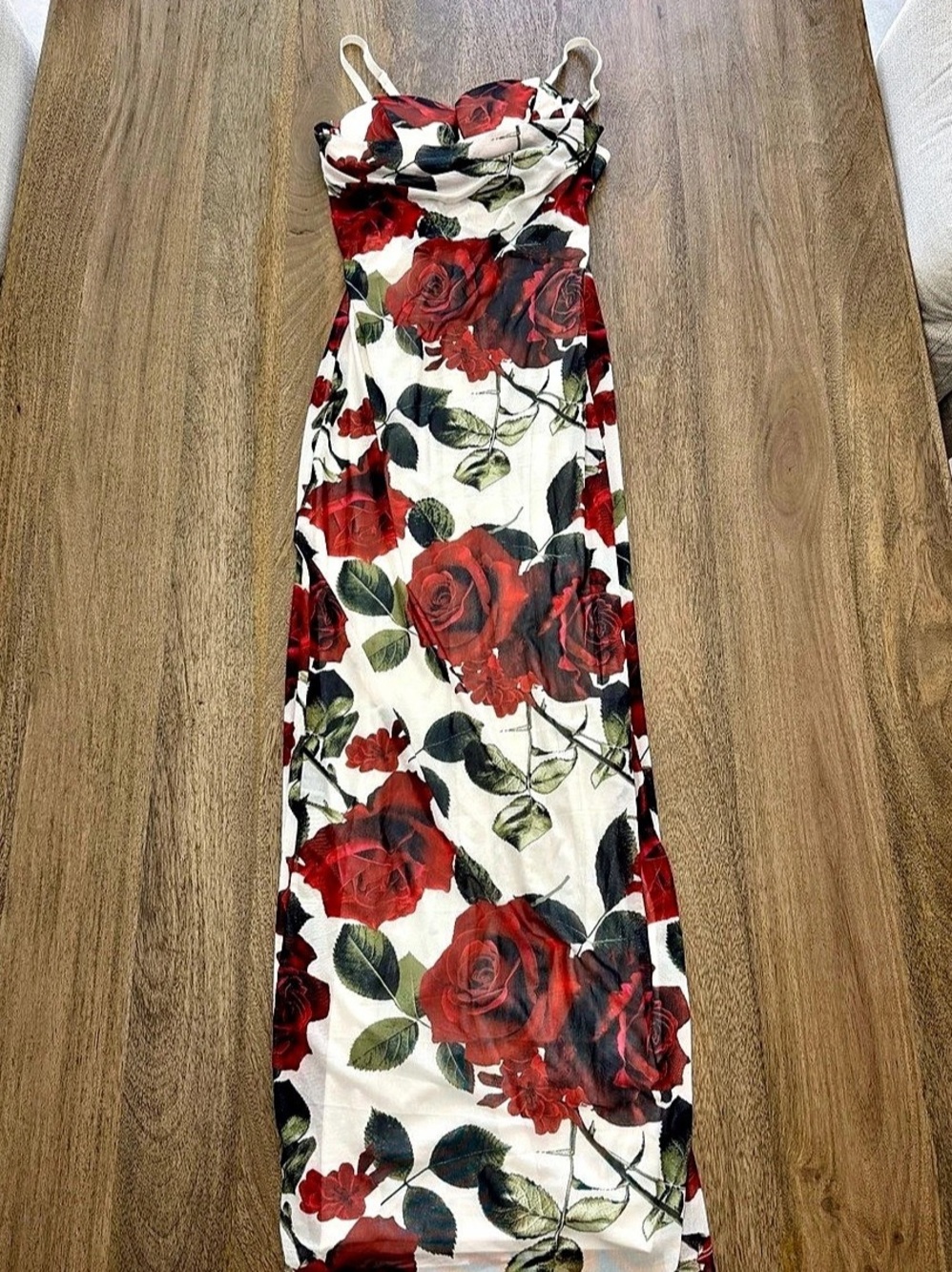 Madden Girl Floral Maxi Dress in White & Red Size Medium